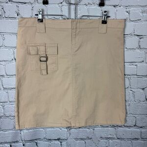 Doki Geki Vintage Y2K 90s Khaki Tan Utility Low Waist Mini Skirt Juniors Size 13